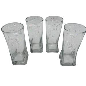 Vintage Tumblers Glasses Square Bottom with a Twist Glassware Set of 4